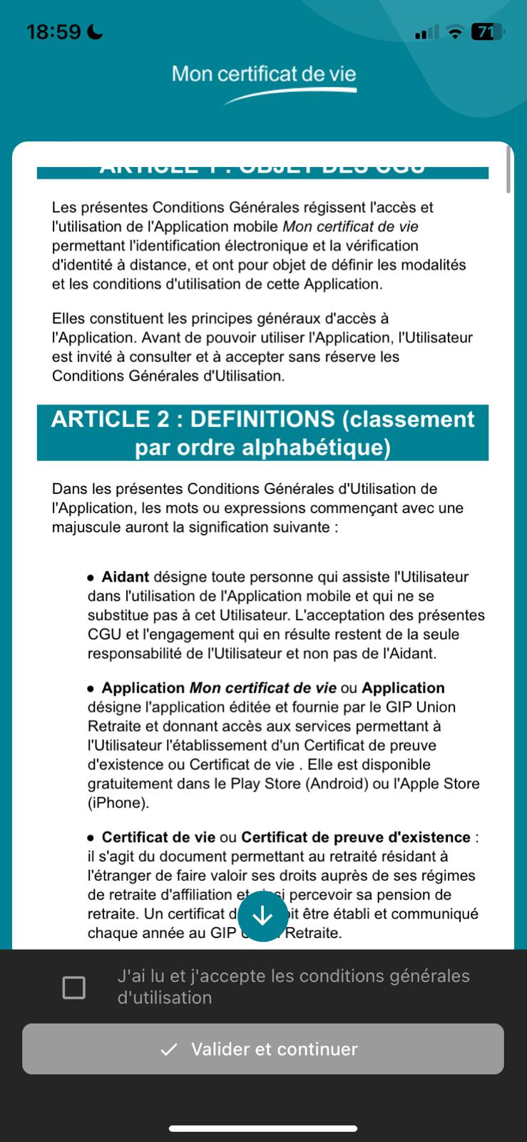 Page des CGU