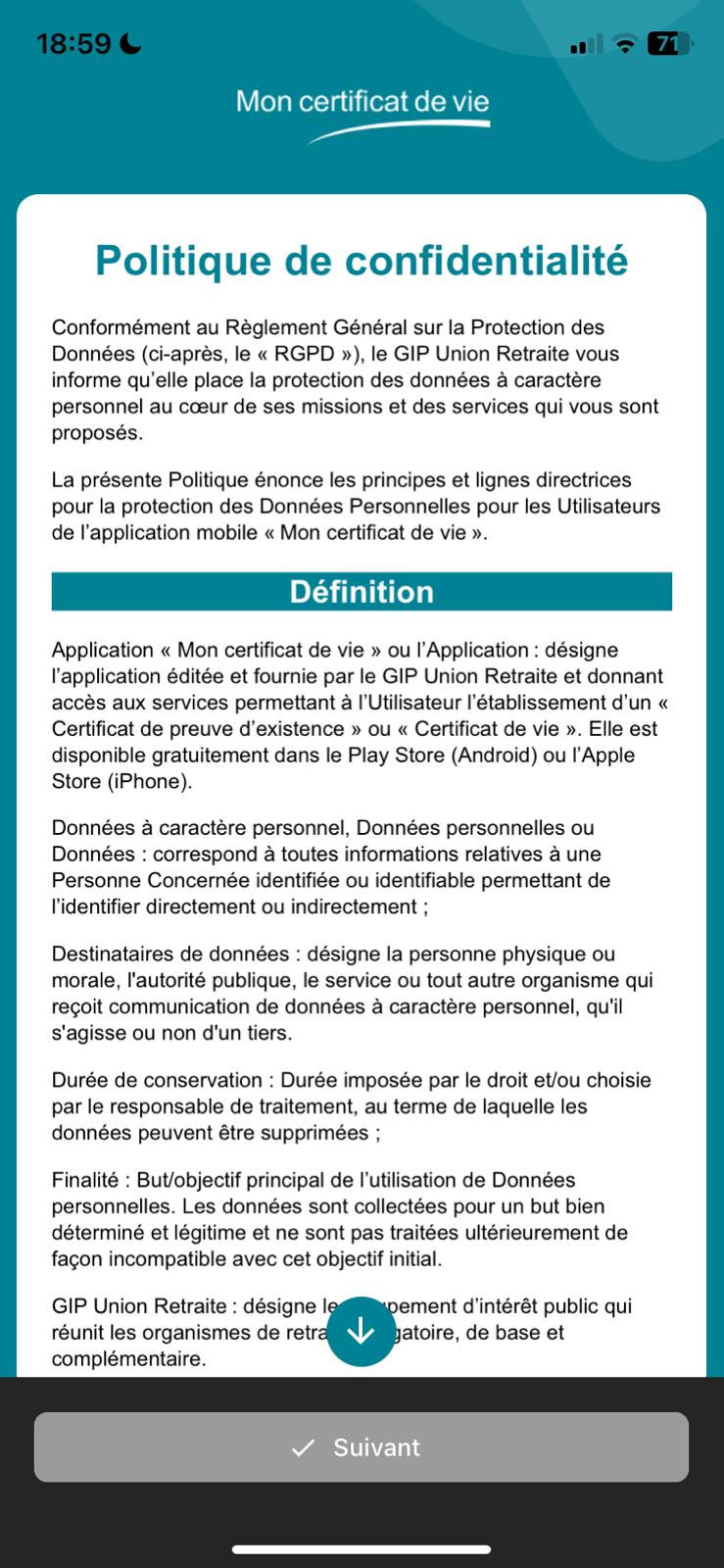 Page confidentialité